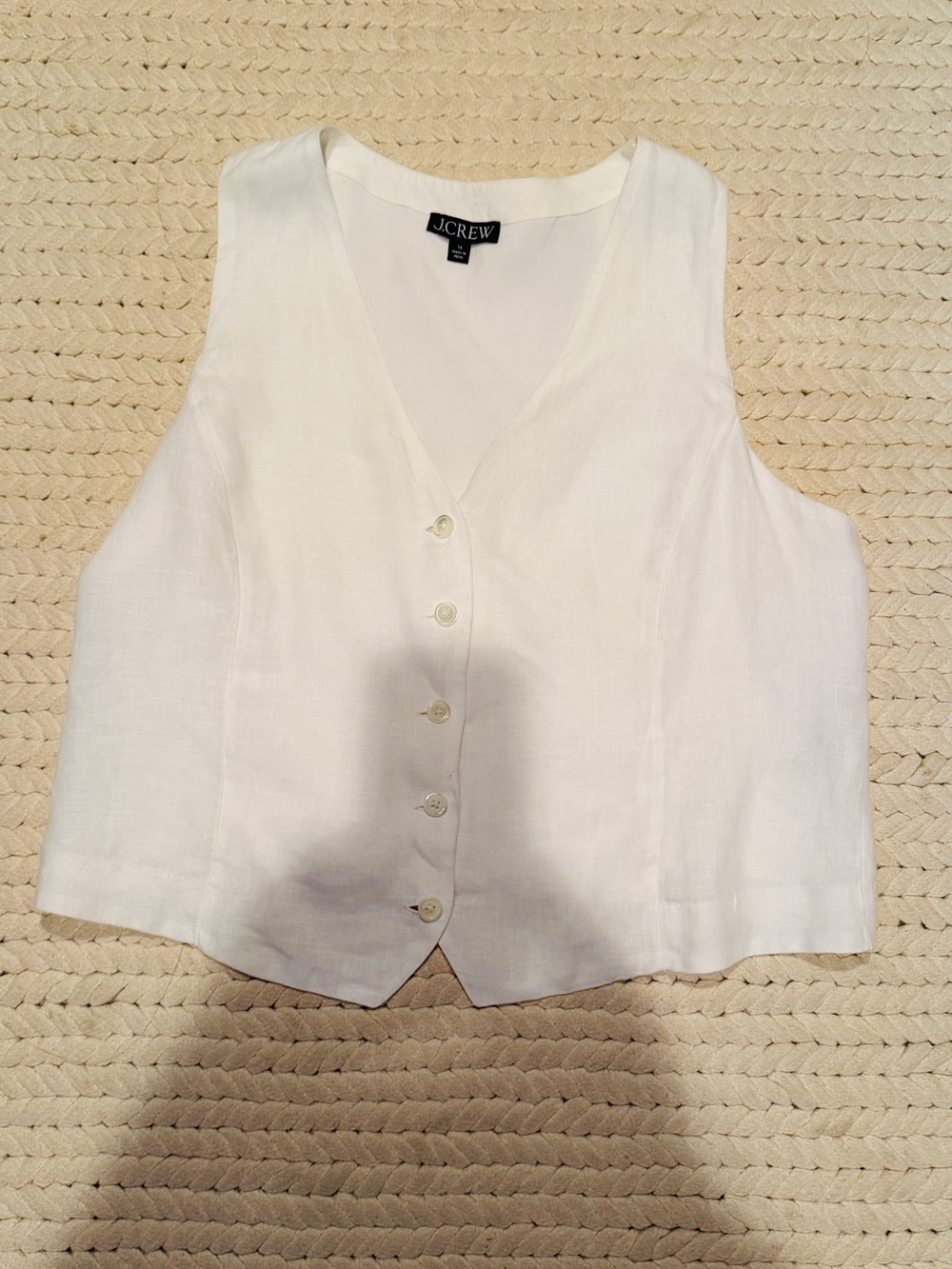 J. Crew White Linen Button-Front Vest